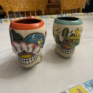 2 Calavera (Skull) Coffee Mugs